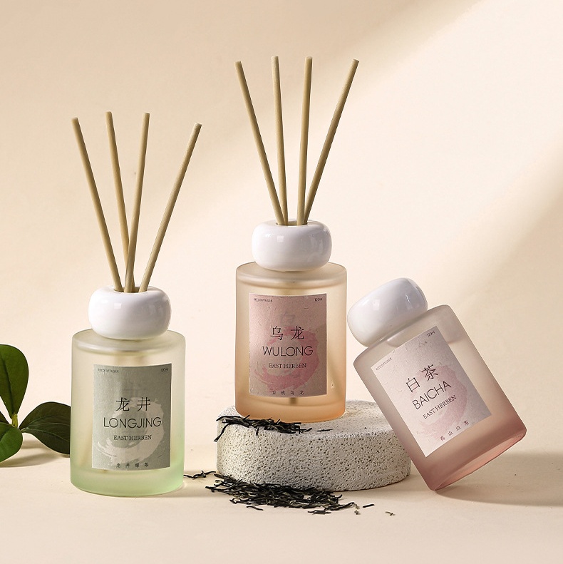 Minimalist Reed Diffuser Bedroom Home Décor Neutral Color Bathroom Glass Bottle Aesthetic White Tea Green Tea 4oz/120ML